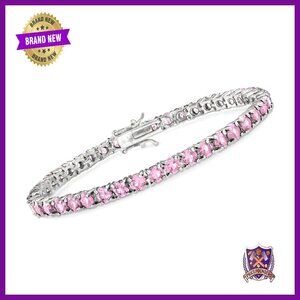 Sterling Silver Tennis Bracelet with Simulated Sapphires, 7 Inches